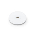 Alexander & Wilks Circular Backplate in white with a shiny chrome edge, featuring a central hole for mounting.