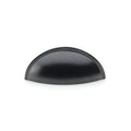 Alexander & Wilks Quieslade Cup Handle in black, featuring a sleek curved design with a polished finish, ideal for cabinets or drawers.