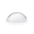 Alexander & Wilks Quieslade Cup Handle in polished chrome, featuring a rounded design that enhances functionality and style in cabinetry.