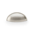 Alexander & Wilks Quieslade Cup Handle in brushed nickel finish, featuring a rounded and smooth oval design, suitable for cabinets or drawers.