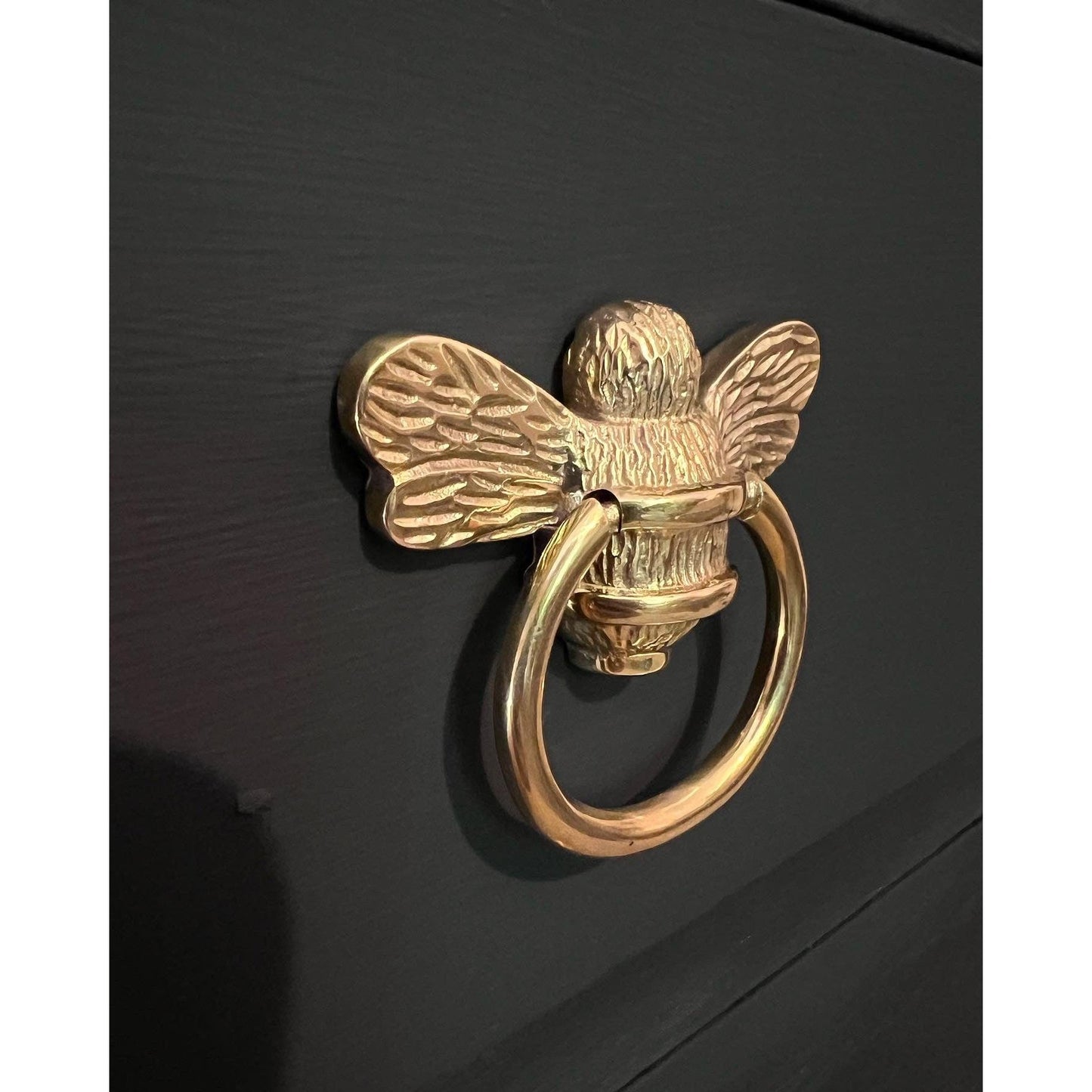 Brass Bee Ring Pull Cabinet Handle - Brass Finish - Brass bee