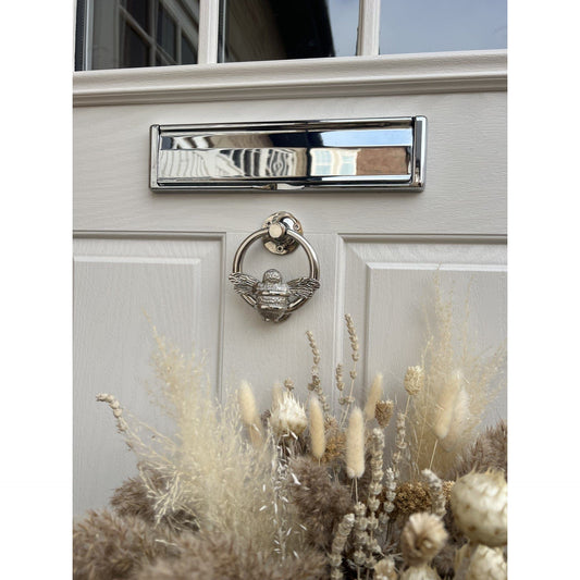 Brass Bumble Bee Ring Door Knocker - Nickel Finish - Brass bee