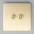 Satin Brass Switches and Sockets - Straight Knurled Design