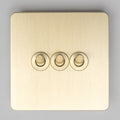 Satin Brass Switches and Sockets - Straight Knurled Design