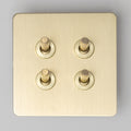 Satin Brass Switches and Sockets - Straight Knurled Design