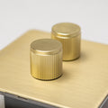 Satin Brass Switches and Sockets - Straight Knurled Design