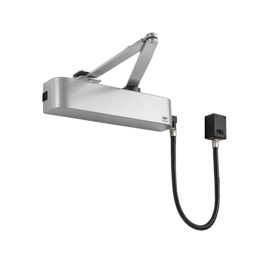 Electromagnetic Hold Open / Swing Free  Door Closer EN4 - Satin Stainless Steel