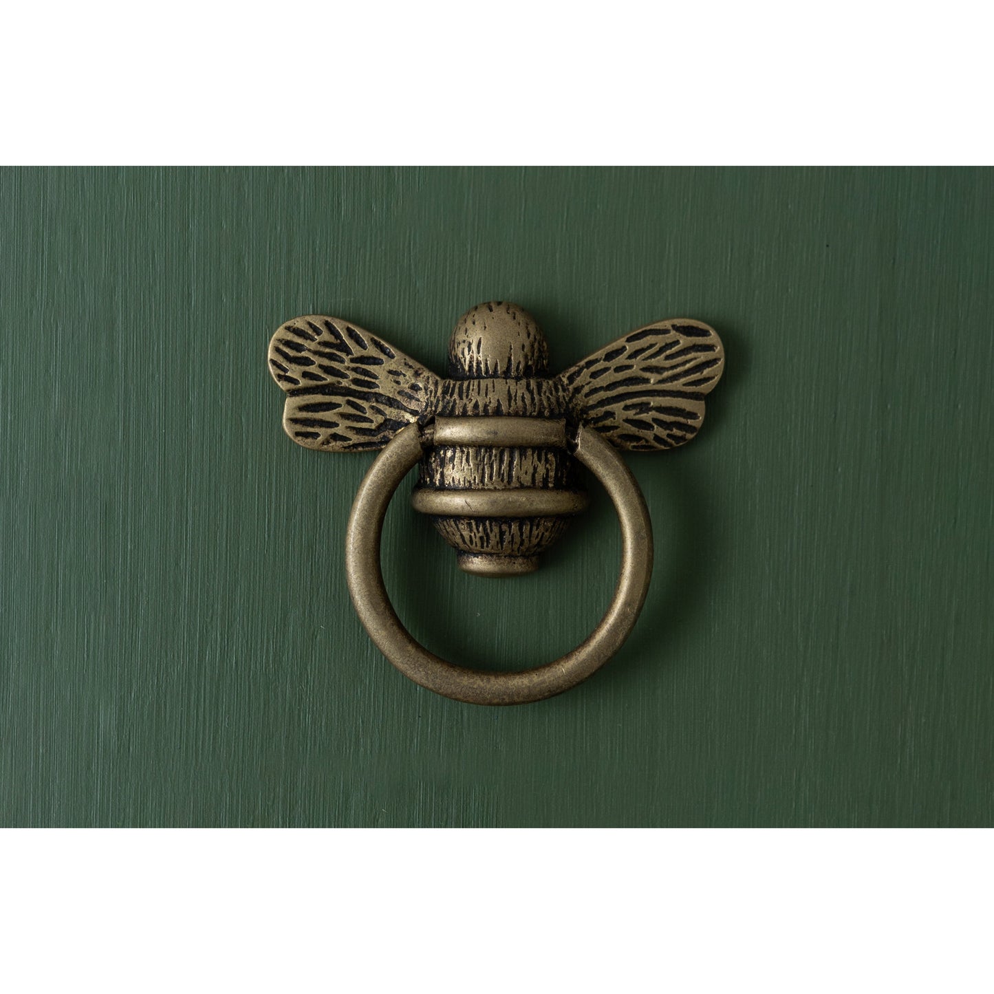 Brass Bee Ring Pull Cabinet Handle - Heritage Finish - Brass bee