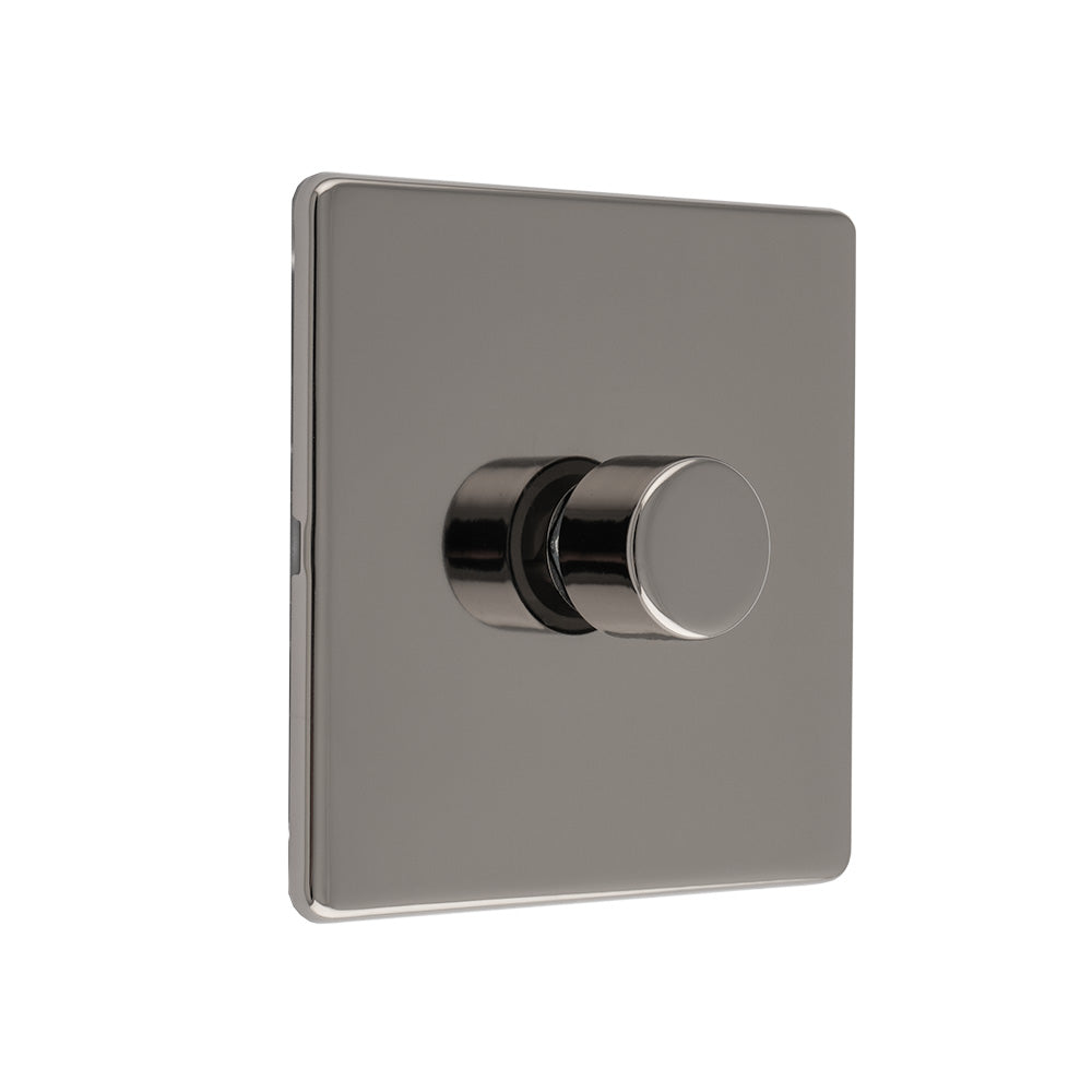 Concealed 3mm 1 Gang Led Push On Off 2Way Dimmer - Black Nickel