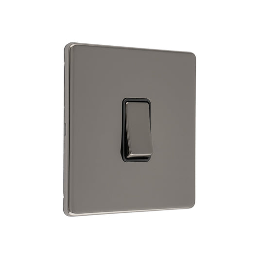 Concealed 3mm 1 Gang 20Amp Dp Switch & Neon - Black Nickel