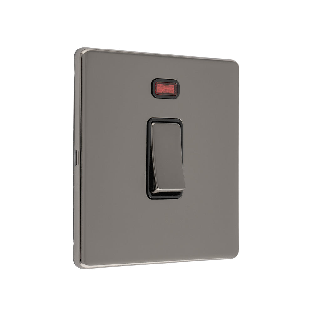 Concealed 3mm 1 Gang 20Amp Dp Switch - Black Nickel