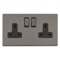 Concealed 3mm 2 Gang 13Amp Dp Switched Socket - Black Nickel