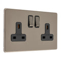 Concealed 3mm 2 Gang 13Amp Dp Switched Socket - Black Nickel