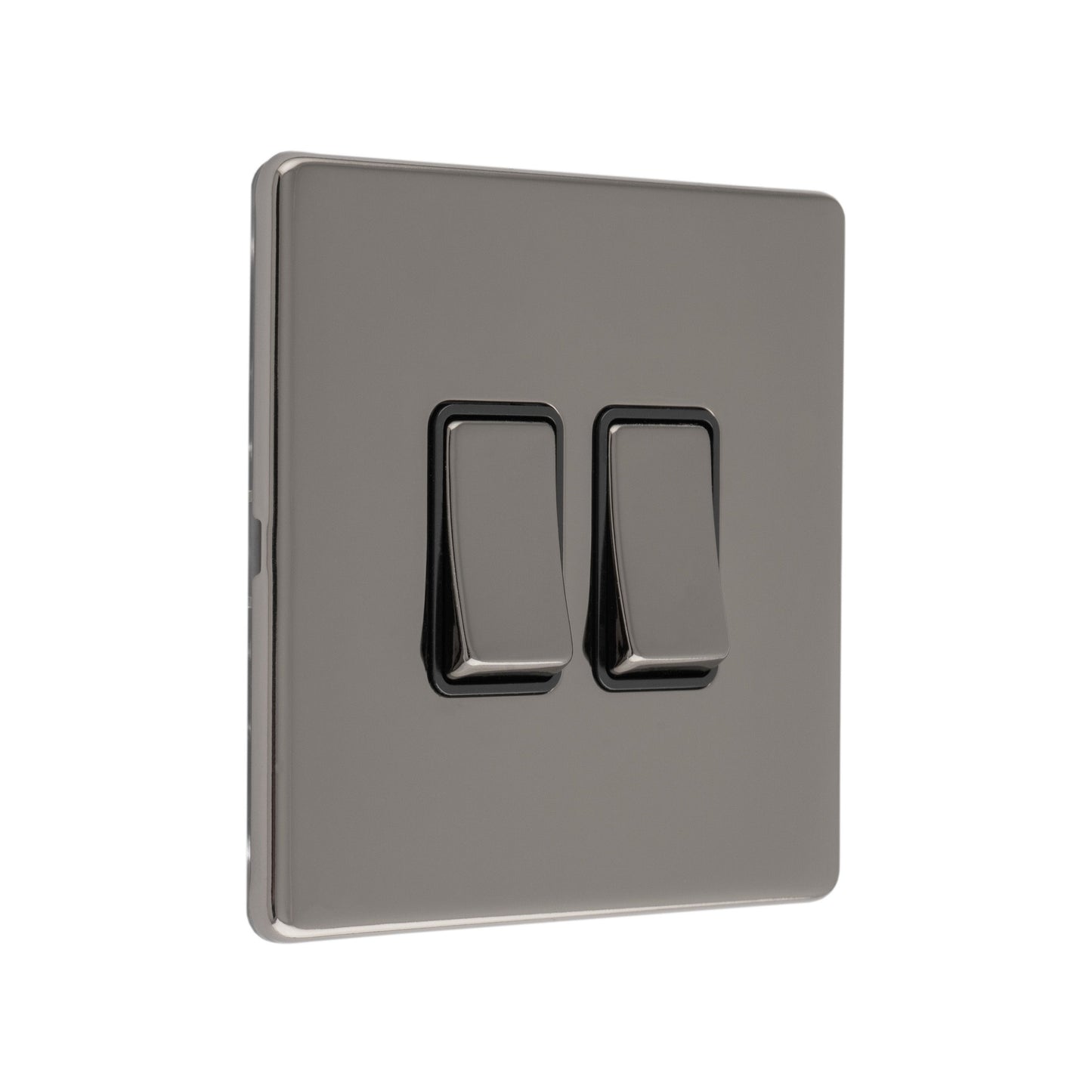 Concealed 3mm 2 Gang 10Amp 2Way Switch - Black Nickel