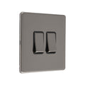 Concealed 3mm 2 Gang 10Amp 2Way Switch - Black Nickel