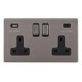 Concealed 3mm Concealed 3Mm 2 Gang Usbc Socket - Black Nickel