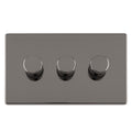 Concealed 3mm 3 Gang Led Push On Off 2Way Dimmer - Black Nickel