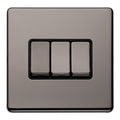 Concealed 3mm 3 Gang 10Amp 2Way Switch - Black Nickel