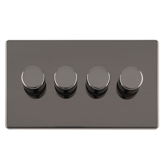 Concealed 3mm 4 Gang Led Push On Off 2Way Dimmer - Black Nickel