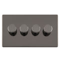 Carlisle Brass Numeral Face Fix (No.4) 76mm in a sleek black finish, featuring four round control knobs mounted on a rectangular plate.
