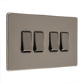 Carlisle Brass Numeral Face Fix (No.4) 76Mm in a sleek dark finish, featuring four switch levers with smooth surfaces arranged horizontally on a rectangular plate.