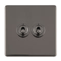 Concealed 3mm 2 Gang 10Amp 2Way Toggle Switch Black Nickel Plate - Black Nickel