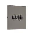 Concealed 3mm 2 Gang 10Amp 2Way Toggle Switch Black Nickel Plate - Black Nickel