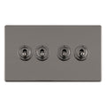 Concealed 3mm 4 Gang 10Amp 2Way Toggle Switch Black Nickel Plate - Black Nickel