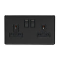 Concealed 3mm 2 Gang Socket - Matt Black