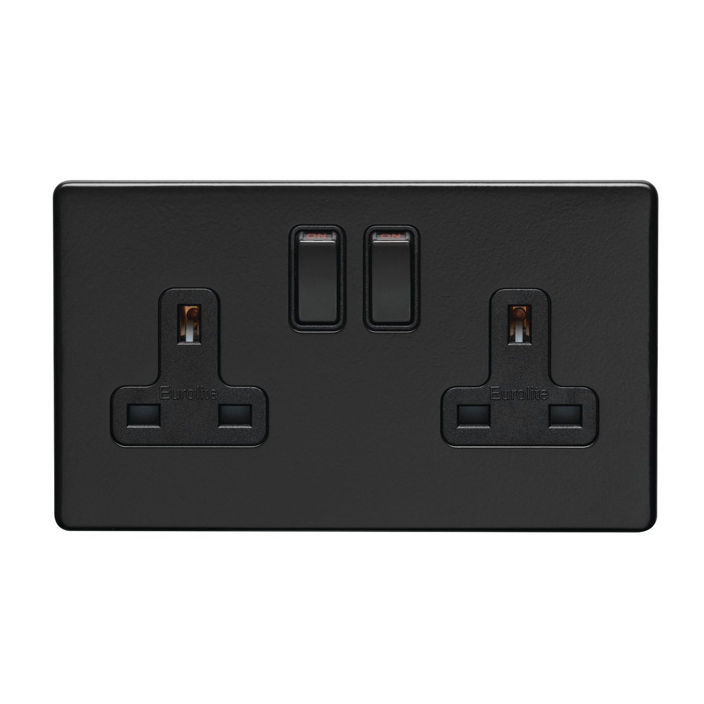 Stainless steel 2 Gang Socket - Matt Black