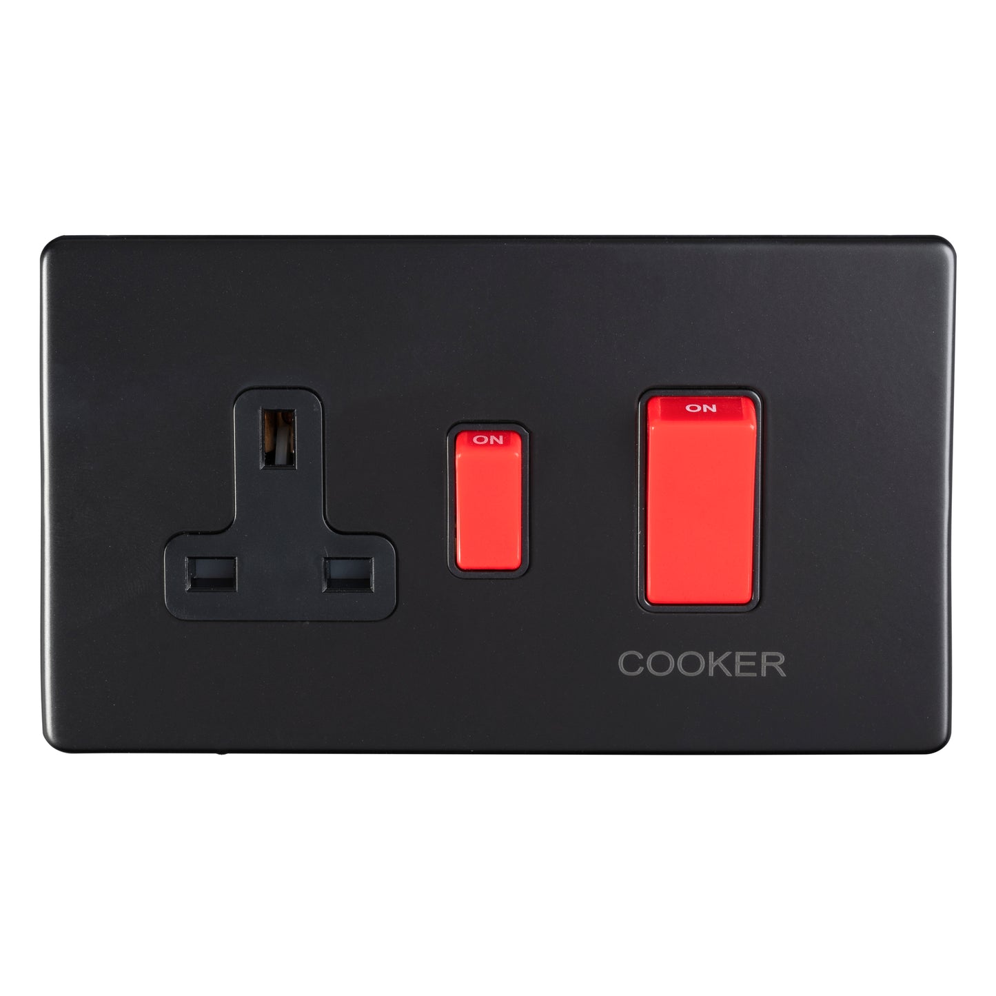 Concealed 3mm 45Amp Switch With A Socket - Matt Black
