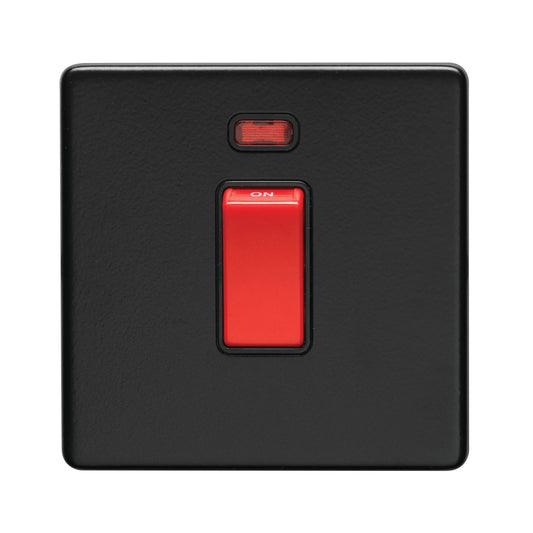 Concealed 3mm 45Amp Switch With Neon Indicator - Matt Black