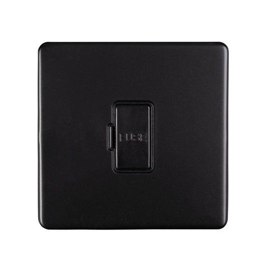 Eurolite Concealed 3mm Unswitched Fuse Spur in matt black, featuring a simple square design with a visible fuse compartment lid.