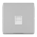 Eurolite Concealed 3mm Telephone Slave in polished chrome, featuring a sleek square design with a central button, suitable for modern electrical setups.