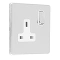 Concealed 3mm 1 Gang 13Amp Dp Switched Socket - Polished Chrome