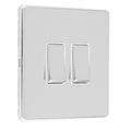 Concealed 3mm 2 Gang 10Amp 2Way Switch - Polished Chrome