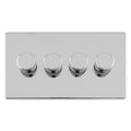 Concealed 3mm 4 Gang Led Push On Off 2Way Dimmer - Polished Chrome