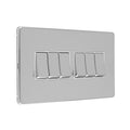 Eurolite Concealed 3mm 6 Gang 10Amp 2Way Switch in polished chrome, featuring six rocker switches arranged in a rectangular plate design.