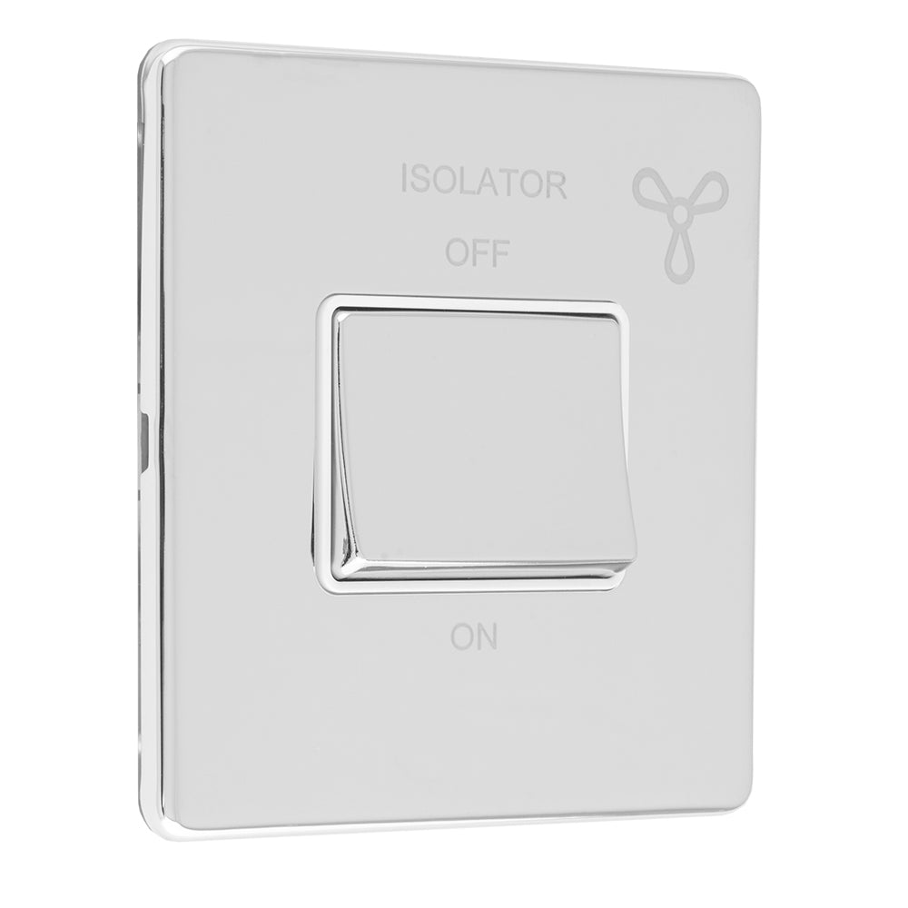 Concealed 3mm 6Amp Fan Isolator Switch - Polished Chrome