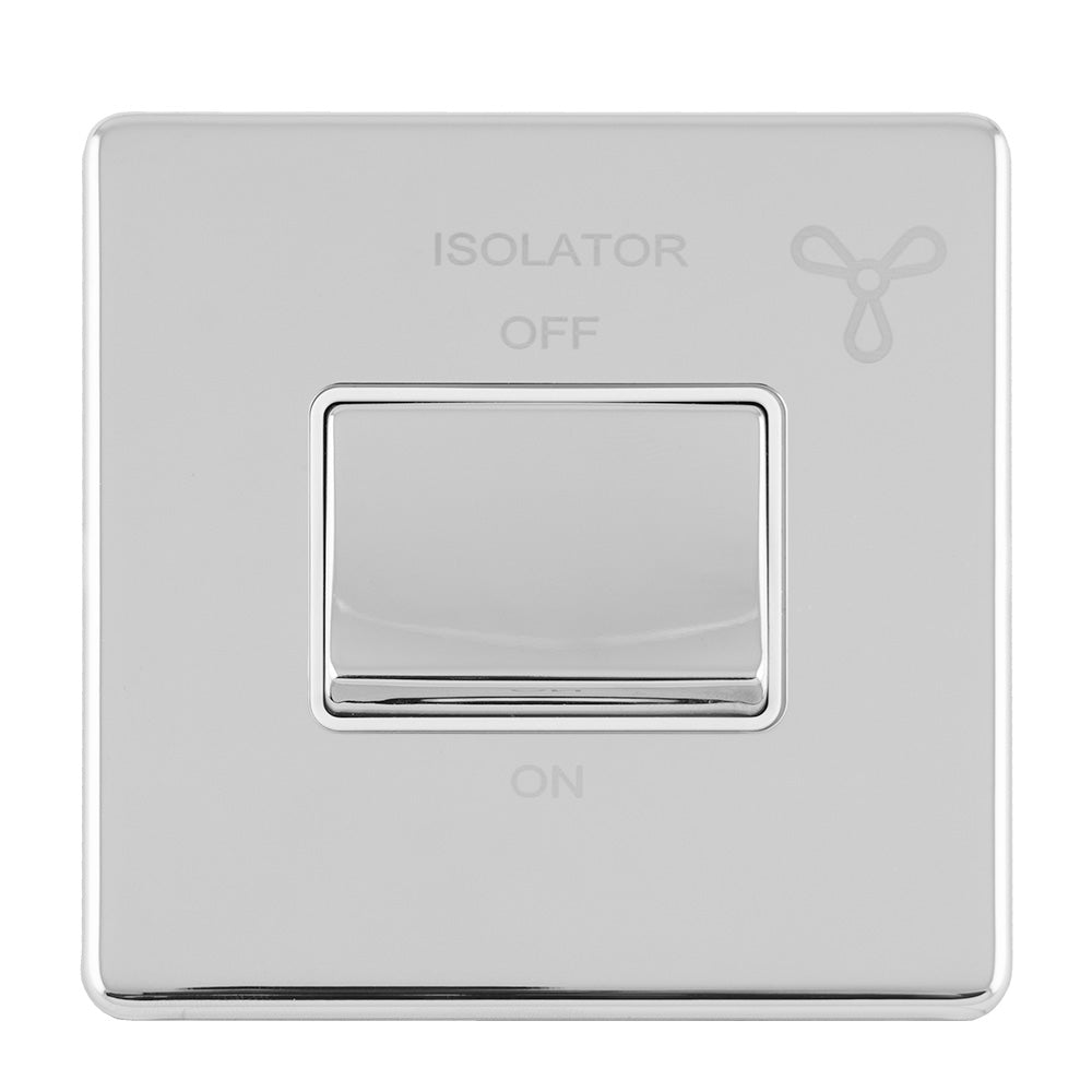 Concealed 3mm 6Amp Fan Isolator Switch - Polished Chrome