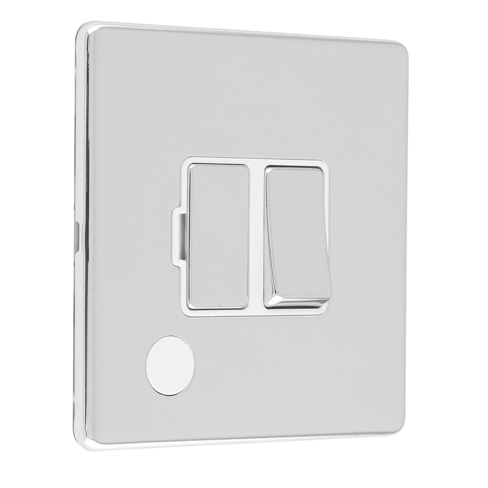 Concealed 3mm 13Amp Switched Fuse Spur With Flex Outlet - Polished Chrome