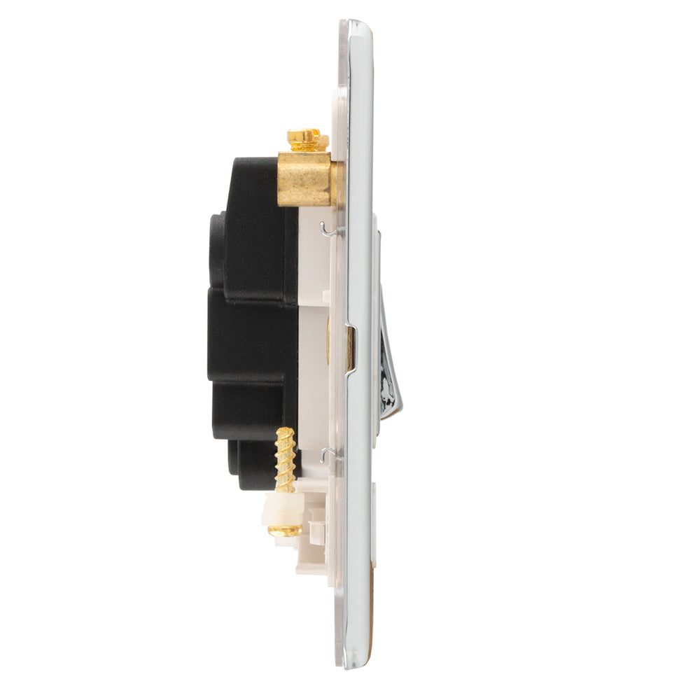 Concealed 3mm 13Amp Switched Fuse Spur With Flex Outlet - Polished Chrome