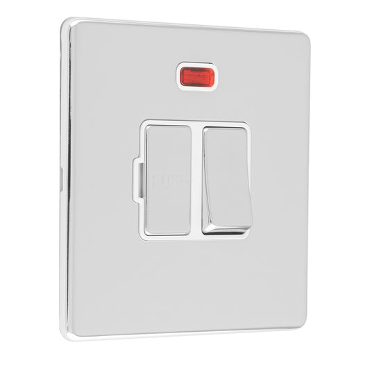 Concealed 3mm 13Amp Switched Fuse Spur With Neon - Polished Chrome
