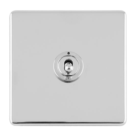 Concealed 3mm 1 Gang 10Amp 2Way Toggle Switch Polished Chrome Plate - Polished Chrome