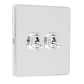 Concealed 3mm 2 Gang 10Amp 2Way Toggle Switch Polished Chrome Plate - Polished Chrome