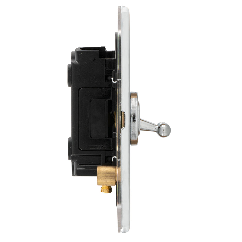 Concealed 3mm 2 Gang 10Amp 2Way Toggle Switch Polished Chrome Plate - Polished Chrome