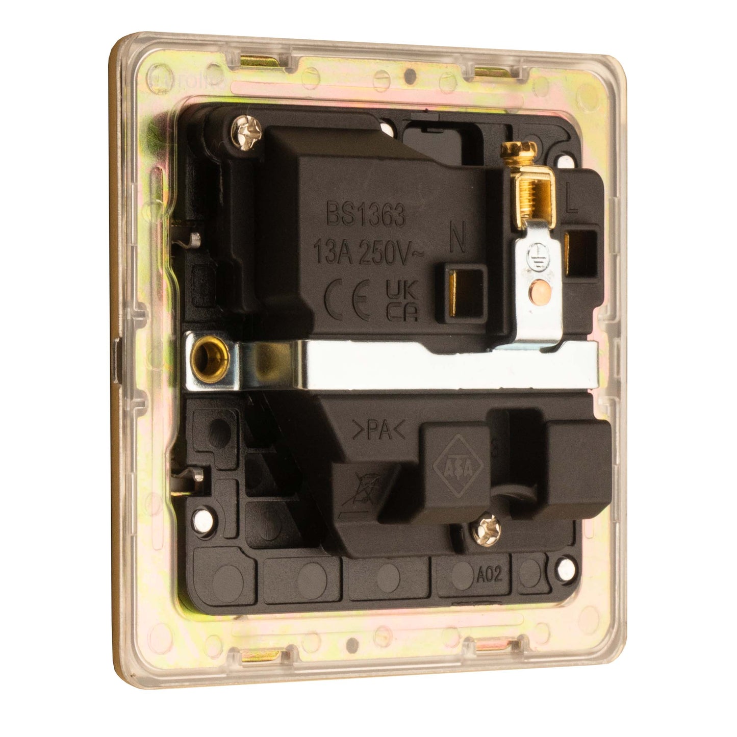 Concealed 3mm 1 Gang 13Amp Dp Switch - Satin Brass