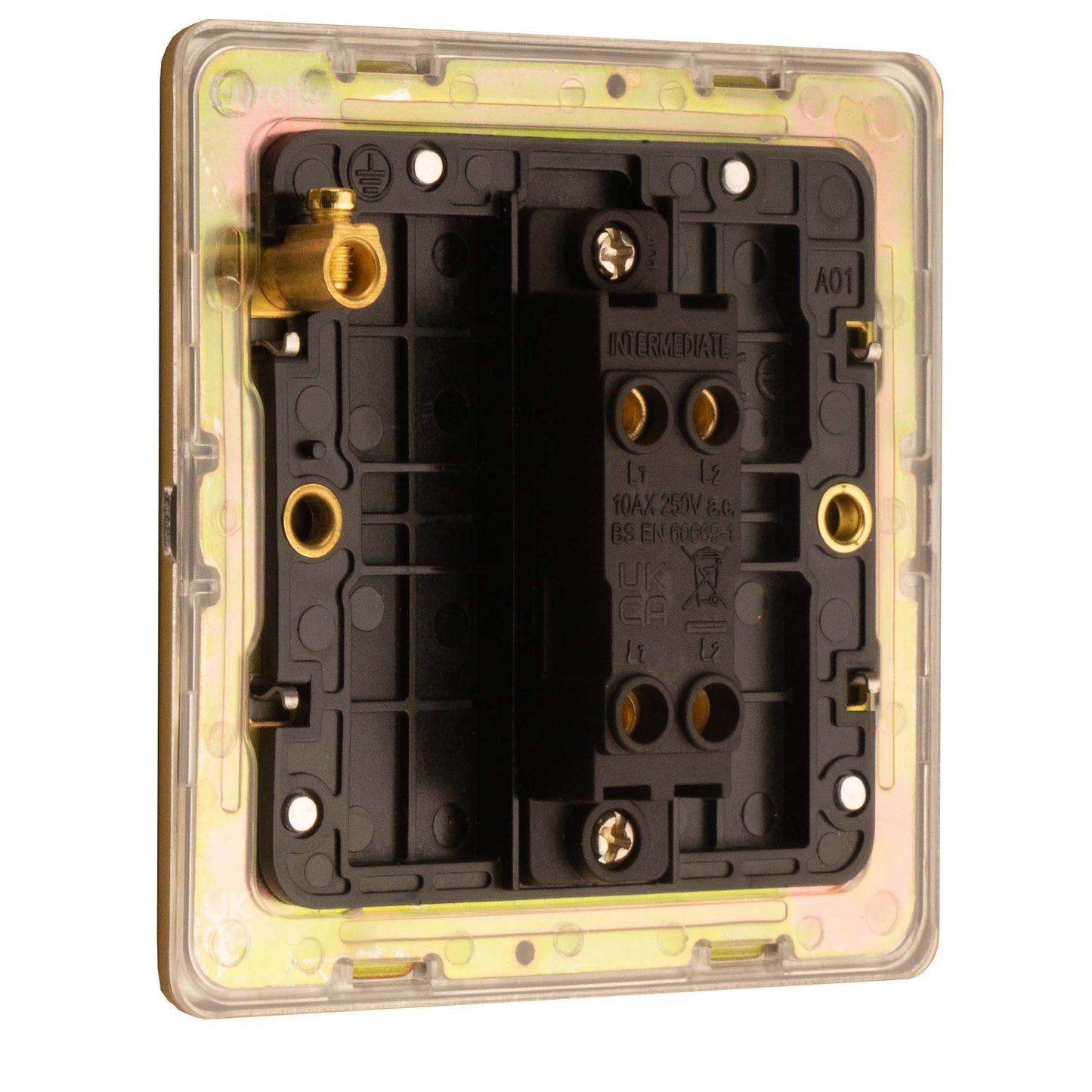 Concealed 3mm 1 Gang 10Amp 2 Way Switch - Satin Brass