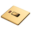 Concealed 3mm 1 Gang 20Amp Switched Socket With Neon Indicator - Satin Brass