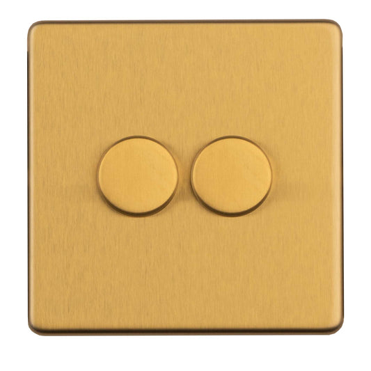 2 Gang Dimmer - Satin brass